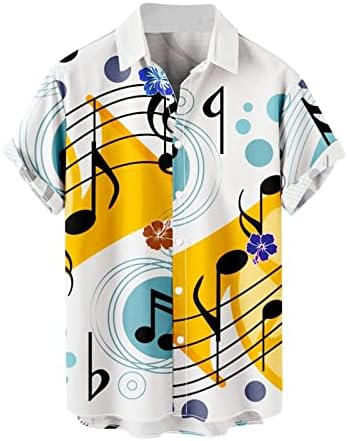 Muške ležerne gumbe dolje majice kratkih rukava Summer Beach Redovito fit retro jazz glazba Print Havajska košulja za kuglanje