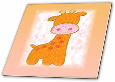 3Drose Slika crtanih filmova breskve i ružičaste bebe žirafe u impresionizmu - pločice