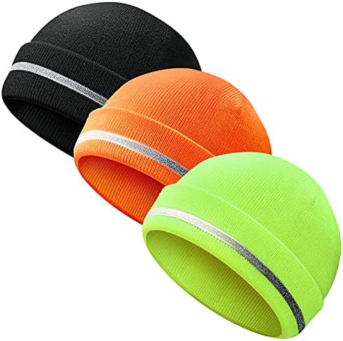 Reflektivni pleteni šešir Sigurnosne zrele odrasle visoke vidljivosti beanie neon zimske pletene kape s reflektirajućom prugom