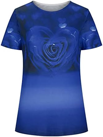 Ženske ljetne vrhove majice kratkih rukava cvijet 3d grafičke majice Košulje okrugli vrat majica ležerne gradijentne majice košulje