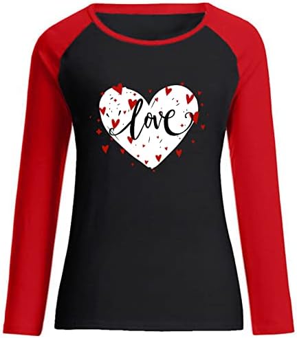 Leopard Plaid Heart Pulover vrhovi za žene Valentinovo košulje dugih rukava Blok Blok Drop majice tunične majice