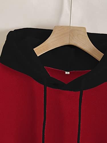 Hilinker ženske ležerne kapuljače u boji blok dugih rukava pulover s džepom s džepom
