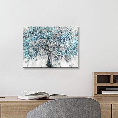 Sažetak platna stabla zidna umjetnost: plava slikarska grafička umjetnost slika ispis na platnu male veličine bez uljepšavanja za blagovaonicu