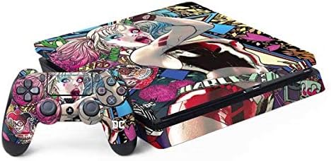 Skin Declal Gaming Skin Kompatibilno s PS4 Slim Bundle - Službeno licencirani Warner Bros Šareni Harley Quinn Design