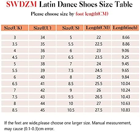 SWDZM ženske latino plesne cipele Satin Professional Ballroom Salsa Practice Plesce Shoes, Model EM-3037