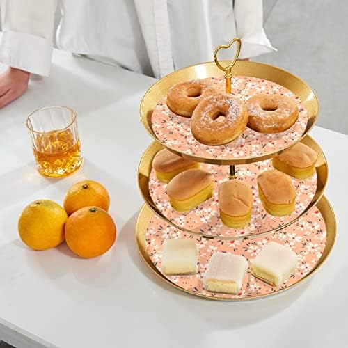 Mali cvjetni troslojni držač kolača, desertni stalak, toranj cupcake za čajnu zabavu za rođendanski buffet poslužitelj