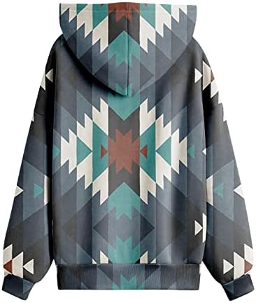 Nokmopo Slatki džemperi za žene casual geometrijski tisak konjskog tiska dugih rukava pulovera vrhova, dukseva s kapuljačom u stilu