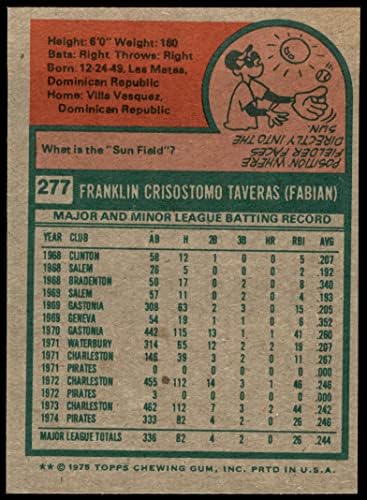1975. Topps 277 Frank Taveras Pittsburgh Pirates Ex/Mt Pirates