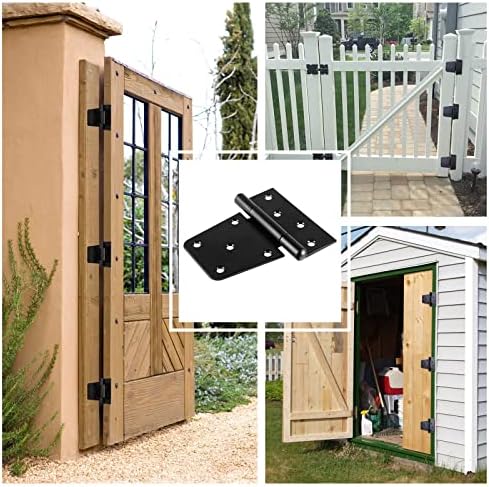 Šarke za vrata Suemisi za drvene ograde, 3,5-inčne crne šarke na vratima ， sigurne i čvrste šarke na vratima za staju-2 komada/postavljeni