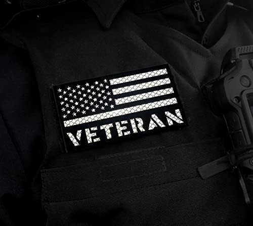 2 pakirajte reflektirajuću veteransku zakrpu US zastavu s kukom za servisni kabelski kabel taktički prsluk za prsluk udice udice u