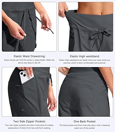 Ženske plivačke kratke hlače od 5 & 34; džepovi visokog struka s patentnim zatvaračem od 50 + lagane hlače za plažu za žene s podstavom