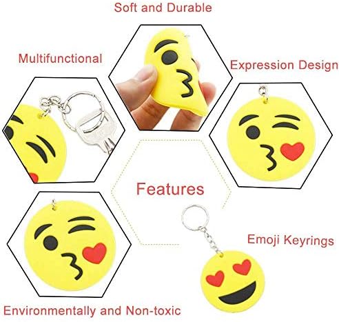 Besyzy Set od 30 Emoji Mini privjes za ključeve ključeva za rođendansku zabavu, nagrade učionice za uređenje kuće i naklonost zabave