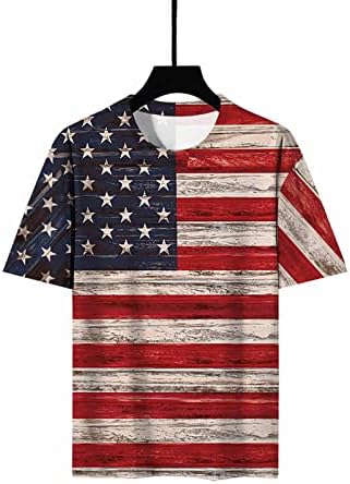 Amikadom kratki rukavi majice za tinejdžerku jesen ljetni crewneck USA zastava zvjezdani tiskani ručak prugasti bluza bluza ženke 2023