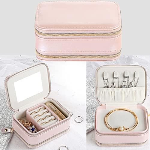 Gasvaha Srednja kutija nakita Organizator nakit za putovanje: Organizator kutije za nakit za nakit za žene djevojke, slatka kožni nakit