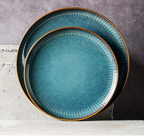 Lkyboa nordic plavi pribor za stol set peć na ostakljenu keramičku salatu od riže okrugla jela za večeru za večeru set