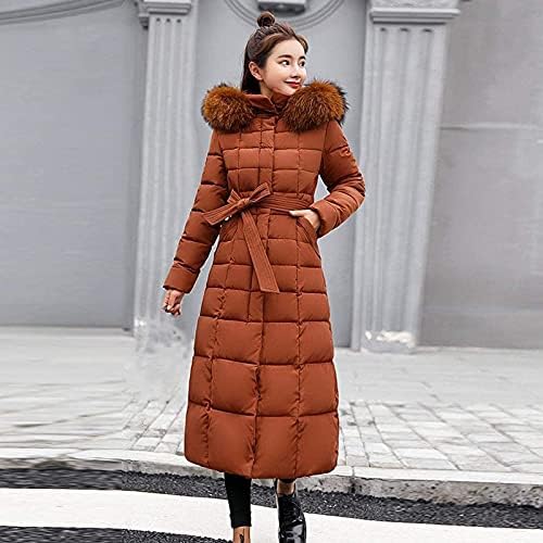 Ndvyxx ženska puna dužina prešitana kaputa maxi dugačka parka jakna s kapuljačom otvorena prednja patentna kapuljača nadigra