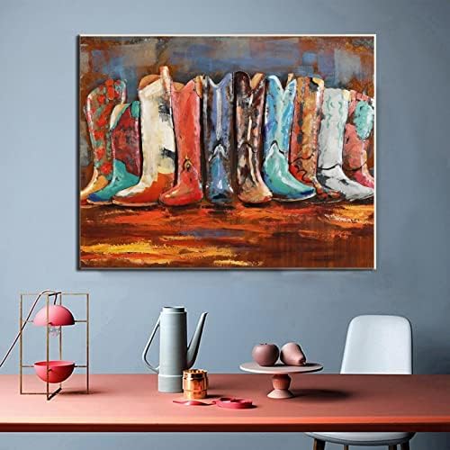 Plakati i otisci kaubojske čizme zidne umjetničke čizme Slikanje kauboja rodeo dekoracija platna Otisci slike za dekor spavaće sobe