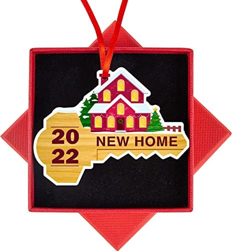 Sicohome 2022 Novi kućni ukras, 3 x 3,5 ključni novi dom božićni ukrasi, ukrasi za božićno drvce Poklon za parove, obitelj
