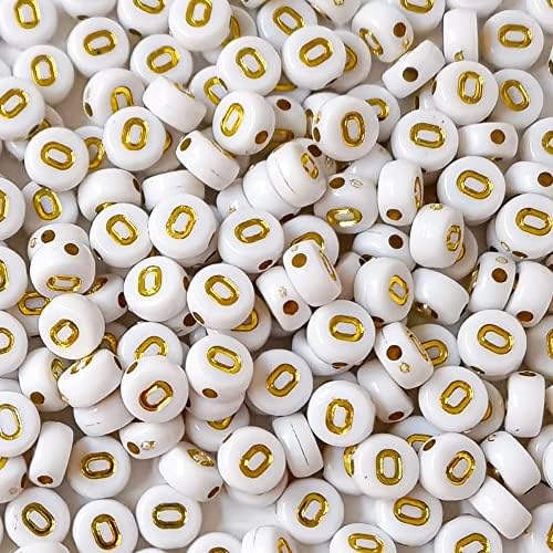 500pcs bijele okrugle perle s abecednim slovima zlatna slova 7,4 mm akrilne perle s samoglasnicima za izradu nakita narukvica ogrlica