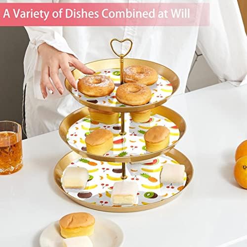 3 slojeva za deserte stalak za kolač s voćnim pločama plastika za posluživanje zaslona za vjenčanje rođendanski tuš čajanke ukrasi