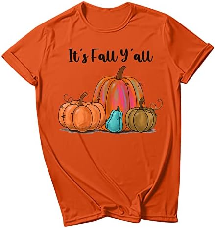 Izgorjele narančaste posade spandex bluze za tinejdžersku djevojku Ljetna jesen kratki rukavi grafički halloween ručak gornji majica