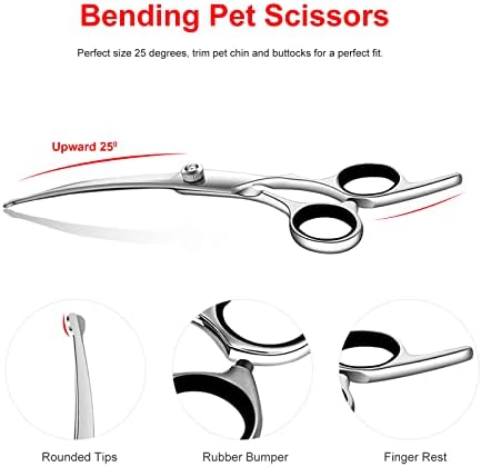 Profesionalne škare za njegu kućnih ljubimaca od 7,5 sigurnih okruglih vrhova čelični set za njegu pasa koji se sastoji od 7 trimera