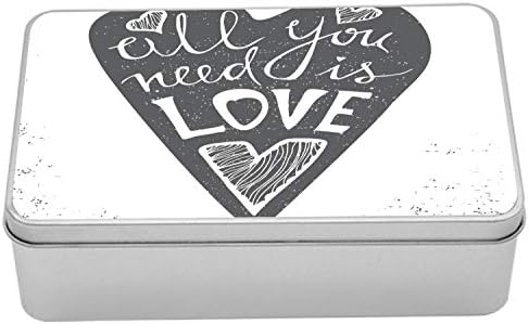 Ambsonne izgovara metalnu kutiju, sve što trebate je ljubavna fraza tipografija na retro grubim pozadini u obliku srca, višenamjenska