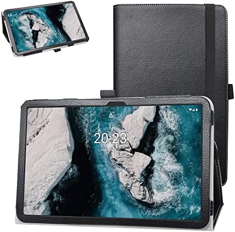 Bigge for Nokia T20 tableta futrola, PU kožna folio s 2-preklopnim stalkom pokrova 10.36 '', crno