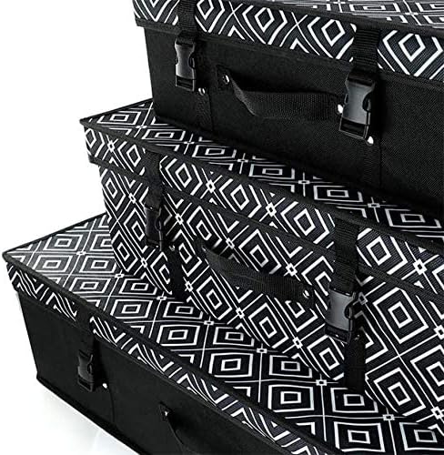 Hangerworld - srednje crno -bijeli dijamantni uzorak kutija za odlaganje haljina od poklopca s poklopcem