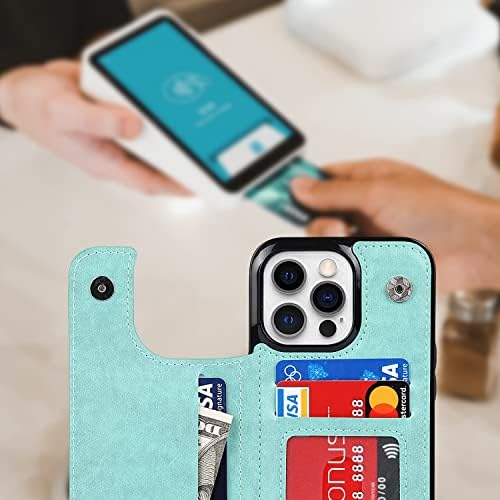 Torbica za telefon Anyisposs za iPhone 13 Pro Torbica-novčanik 6,1 inča sa zaštitnim zaslon od kaljenog stakla, kožni držač za kartice,
