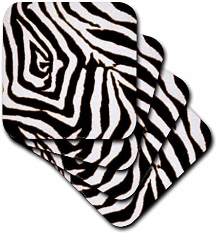 3Drose Lee Hiller Dizajn Rab Rockabilly - Rab Rockabilly Zebra Print Crno -White - Set od 8 podmetača - mekani