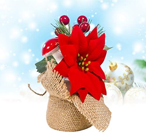 3pcs Lažni božićni pinecone lončana biljka ukras Kreativni božićni stol ukras (crvena gljiva