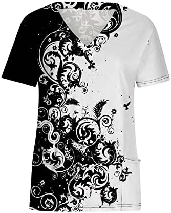 Kratki rukav 2023 Odjeća v Neck Grafički rad Shicbub Uniform Thirt za dame Summer Fall Top s džepovima F1 F1
