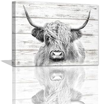 Dekor krava - Slike krava zida ukras crno -bijelo gorjana krava zidna umjetnost za kupaonicu rustikalna kuhinja zid dekor country dekor