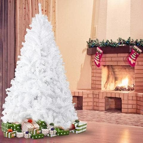 Božićno drvce visoke 7 ft 1000 savjeta ukrasite borovo stablo metalnim nogama bijelim, s ukrasima