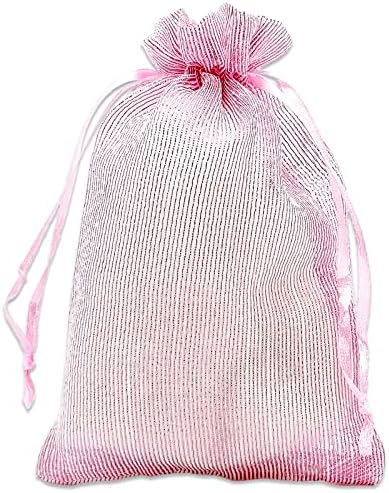 Poklon vrećice od organze s vezicama-96 pakiranja-male 3.44-ružičaste-za poklone za zabave, uzorke, poslastice
