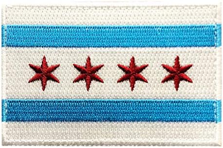 Chicago City Flag vezeni zakrpa za učvršćivanje kuka [3.0 x 2.0 - CH9]