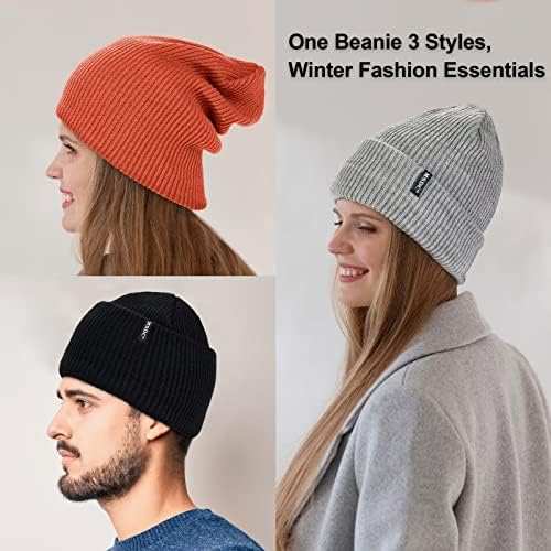 MSDC Beanies Žene 3 pakiranja, zimski šeširi za žene muškarci runo obloženi toplo za hladno vrijeme, Beanie za ženske modne lubanje