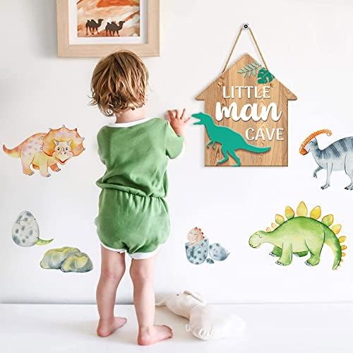 Dinosaur dekor za dječačku sobu, viseći znak Dekoracija dječačke sobe za spavaću sobu PVC plastični ukrasni znakovi mali čovjek špiljski