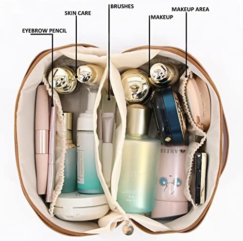 Pobidoby 2022 Nova verzija Travel Cosmetic torba, torba za šminkanje s 8pcs burshes vodootporni prijenosni s ručicom i vrećicom za