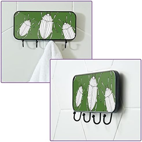 Ljepljive kuke od nehrđajućeg čelika ručni kaput zidne kuke zaglavljene u kupaonici ili kuhinjskoj nacrtanim bubama zelena