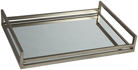 Dizajn potpisa Ashley Derex Modern Glam pravokutna dekorativna ladica za ogledalo, srebrni završetak