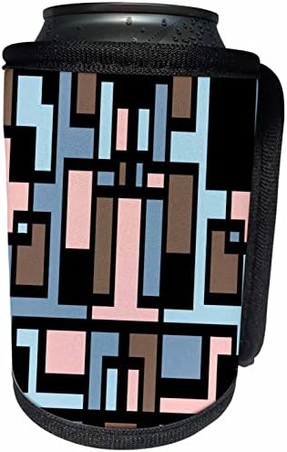 3Drose Black Geometric Art Deco Style Ocrte ružičasto plava smeđa - Can Cooler Bottle Wrap