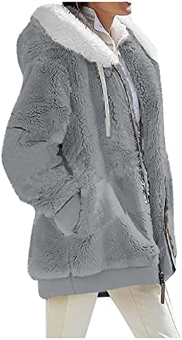 Foviguo duge jakne za žene modne odjevene, klasična zimska jakna s dugim rukavima Žene plus veličine nejasne kapuljače