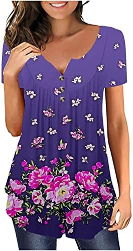 Jesensko ljeto bluze bluze za žene odjeća kratki rukavi posada pamučna cvjetna grafička salona tee 40 40