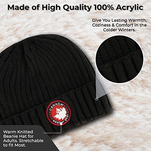 Kanadski vremenski pribor pleteni šešir za žene - ugodan zimski šešir - šešir s jednim manžetima