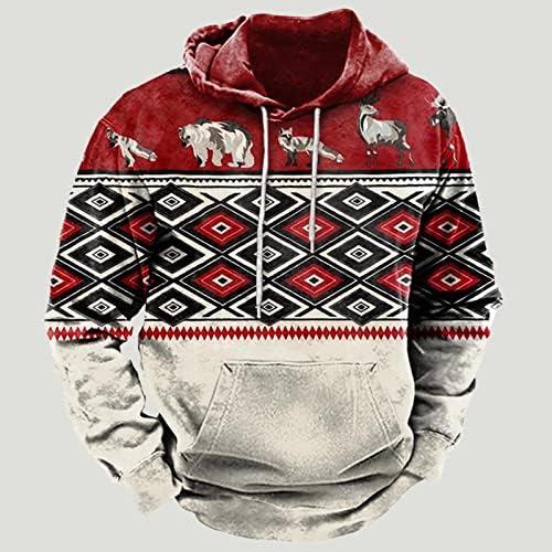 Wangpu muški zapadni aztec dukserica križa etnički ispis patchwork hoodie pulover za muškarce plišane flece Sherpa tople jakne