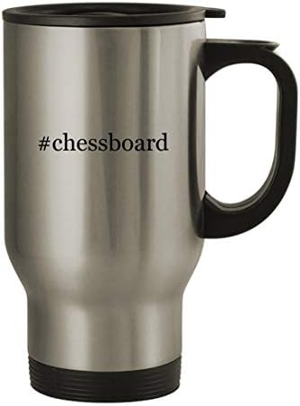 Knick Knack pokloni Chessboard - Putnička šalica od nehrđajućeg čelika od 14oz, srebrna