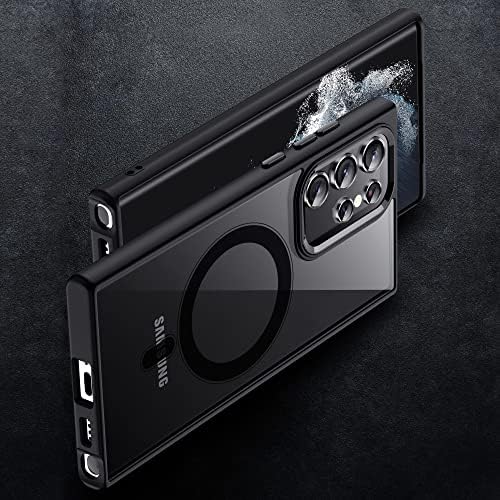 Tianniuke magnetska futrola za Samsung Galaxy S22 Ultra, [s zaštitnikom objektiva kamere] kompatibilan s magsafeom, vitkim stazama