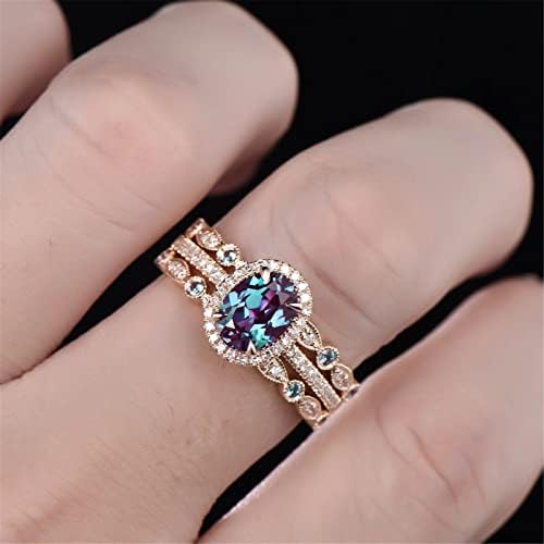 20 komada podesivi prsten set za žene 3pcs Vintage Jedinstveni ovalni rez zaručnički prsten ruža zlatni prsten art deco